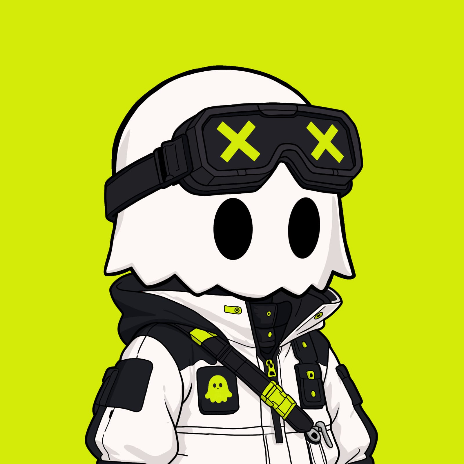 Ghost Kid 001 in white tactical gear with black XX goggles